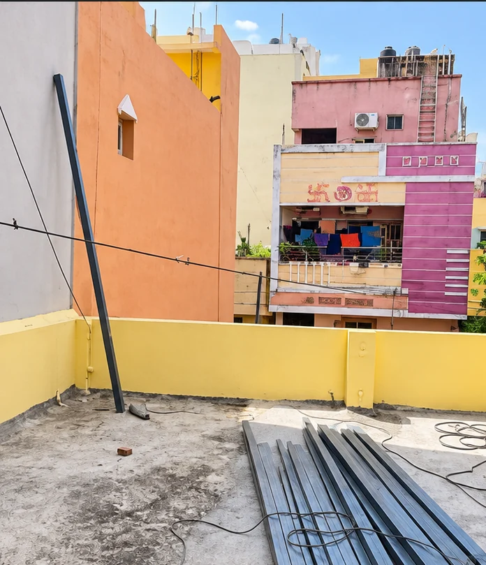 Kodungaiyur terrace before roof installation